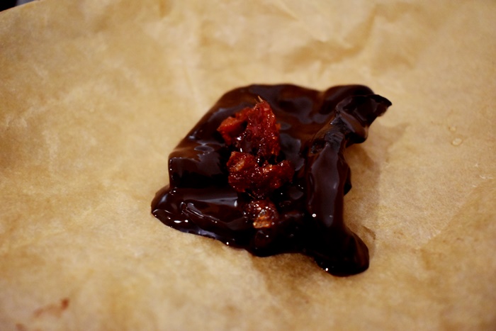 Wood avens jelly ear fungus in chocolate candied rosehip sweet baking foraging forage wild food winter